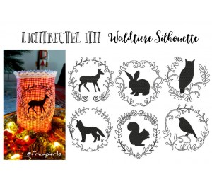 Stickserie ITH - Lichtbeutel Waldtiere Silhouette